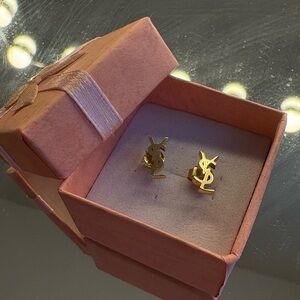 14KT Gold Logo Stud Earrings